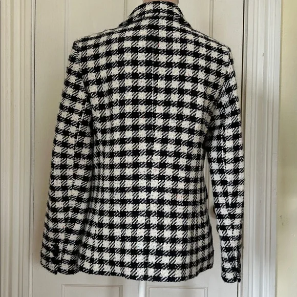 New Talbots Black and White Plaid Blazer wool blend - Picture 5 of 8